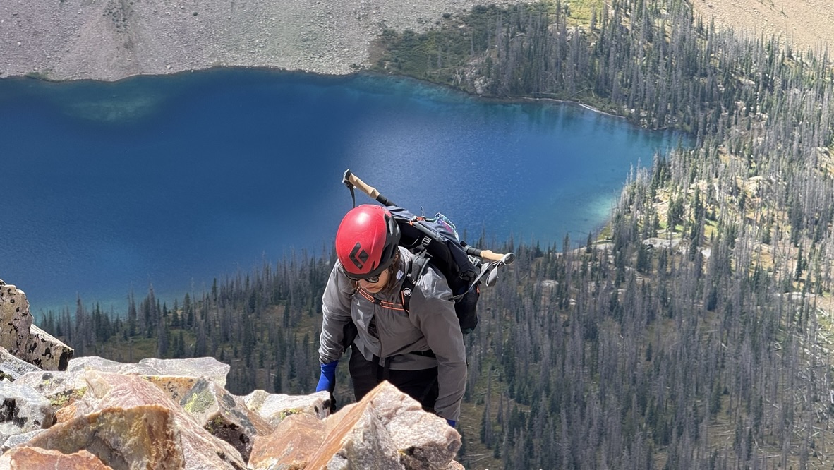 Maya coming up to the top of Trinity Peak