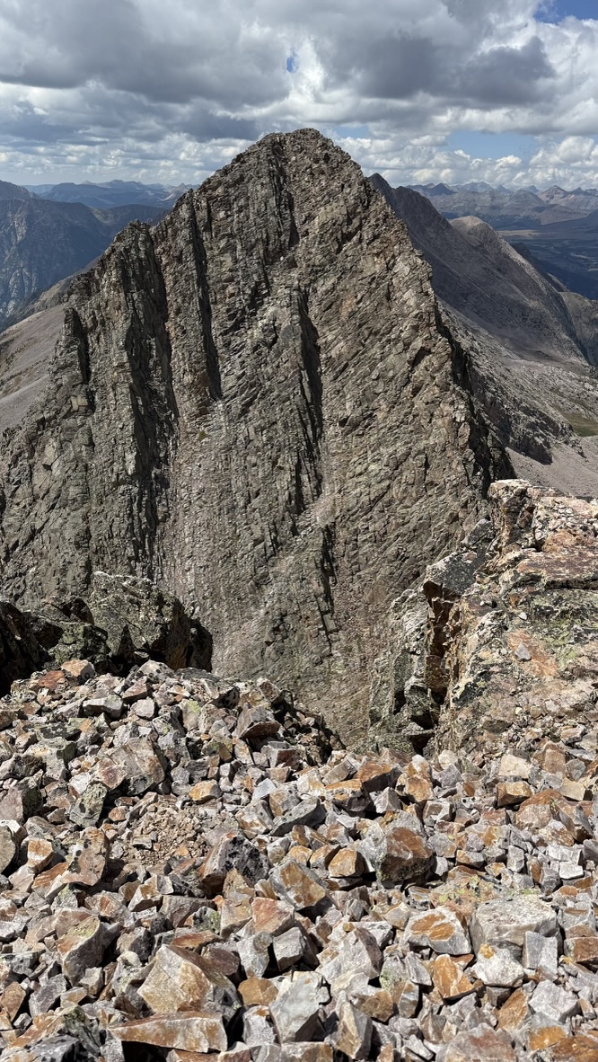 The look back at the gulley we took to come down from Trinity Peak