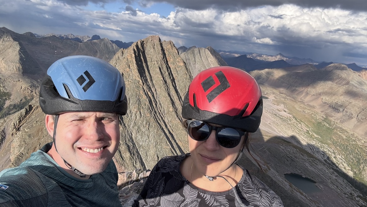 Randall and Maya on the summit of Arrow Peak