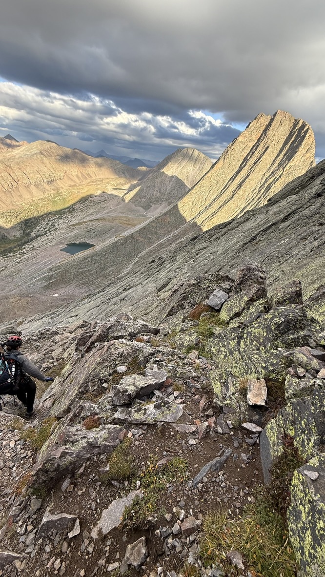 Maya descending Arrow Peak