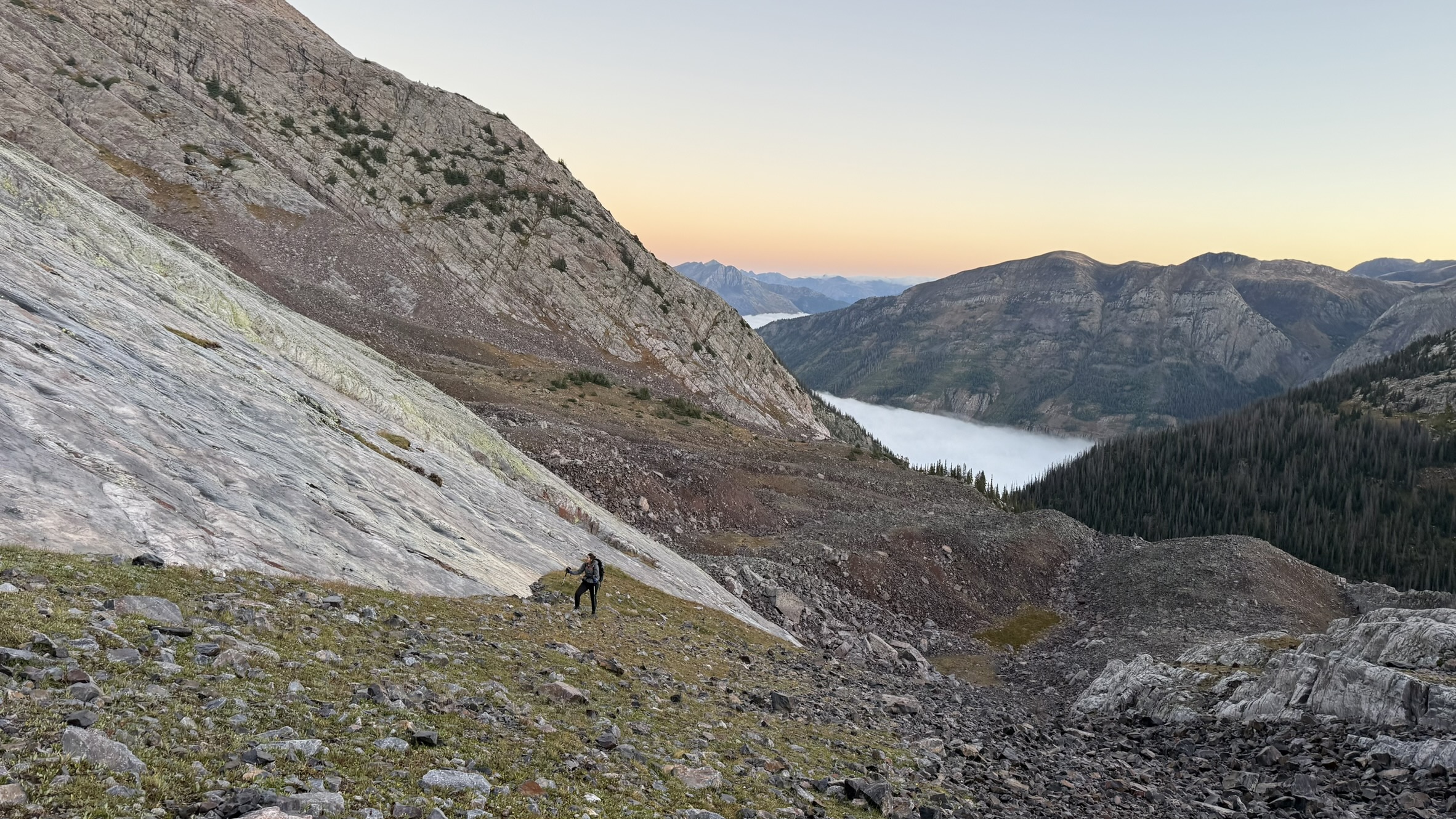 Maya looking up at the Wham Ridge