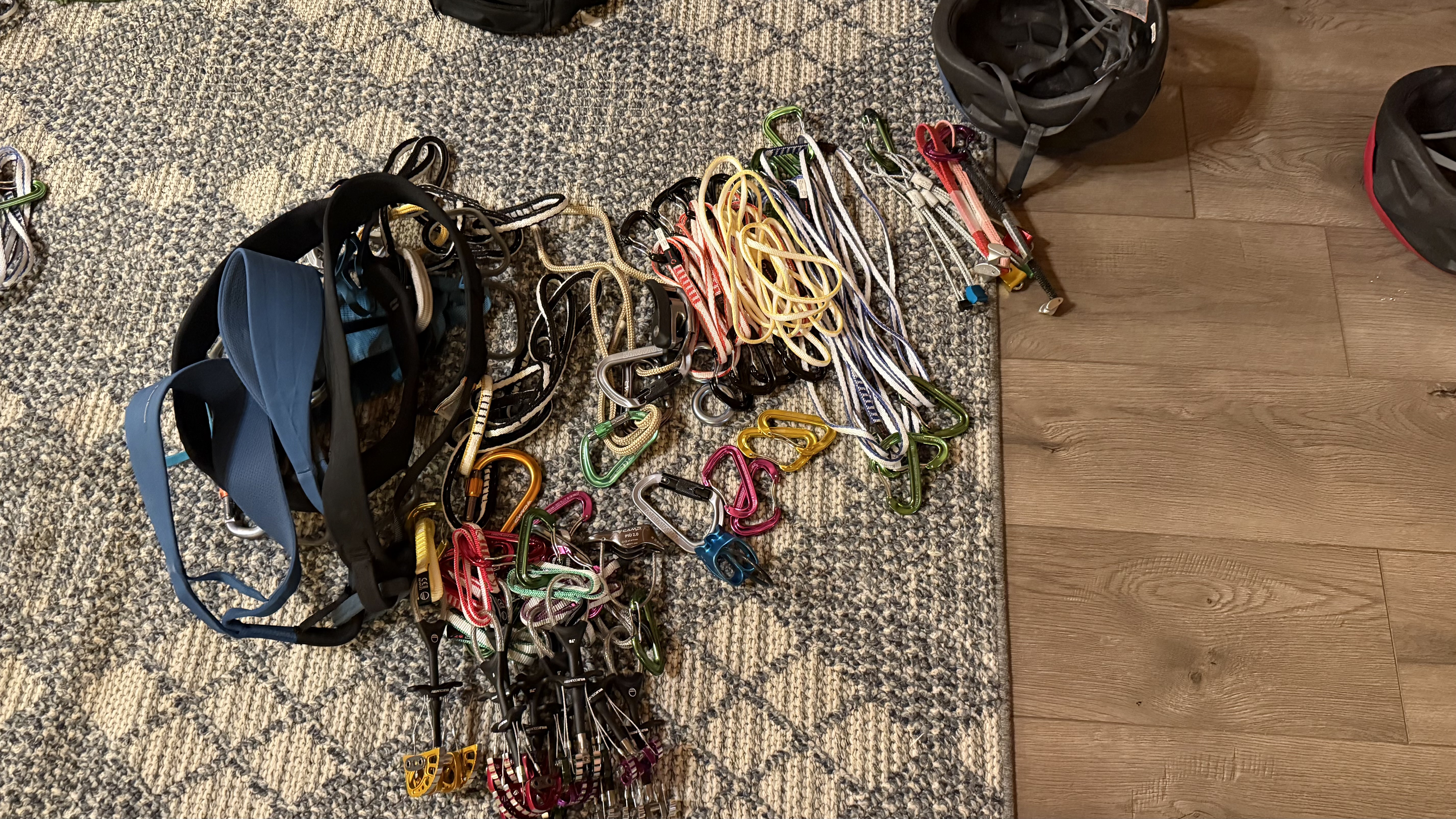 Gear layout on our living room floor