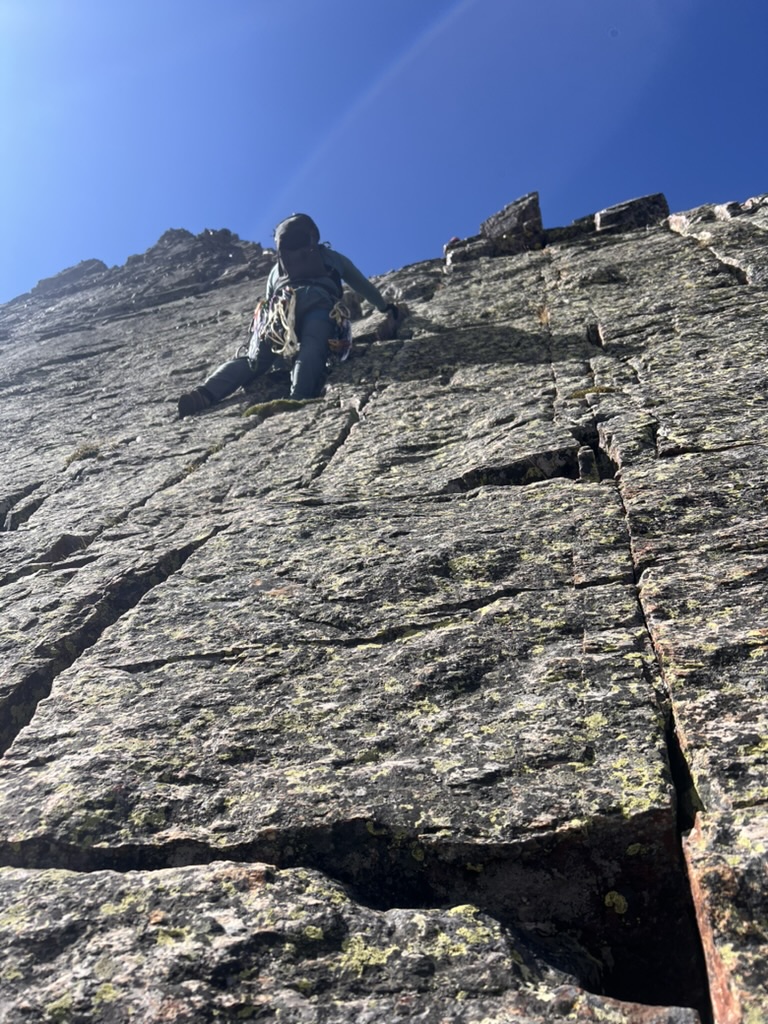 Randall climbing up the Wham Ridge