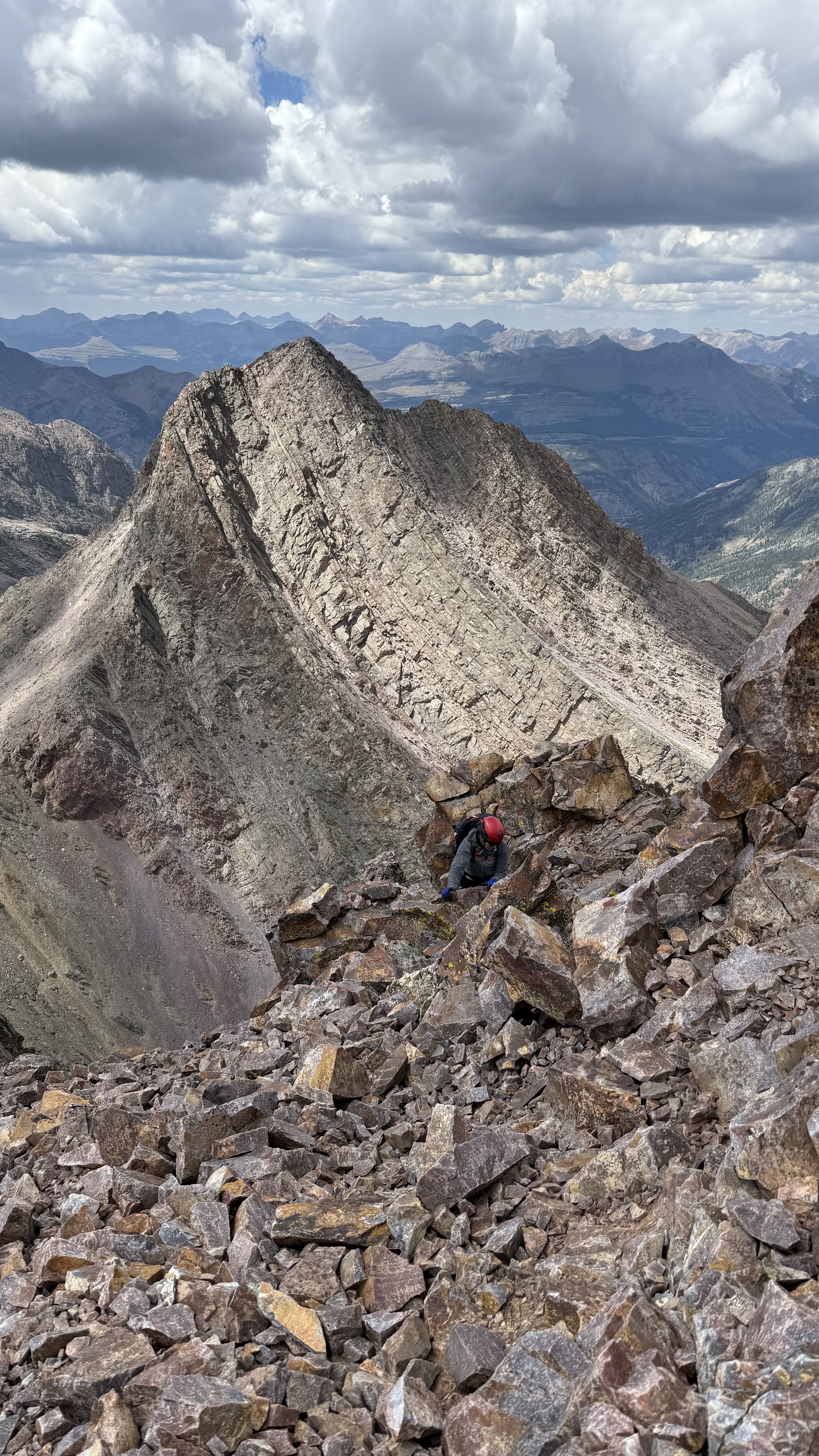 Maya reaching the summit of Vestal Peak