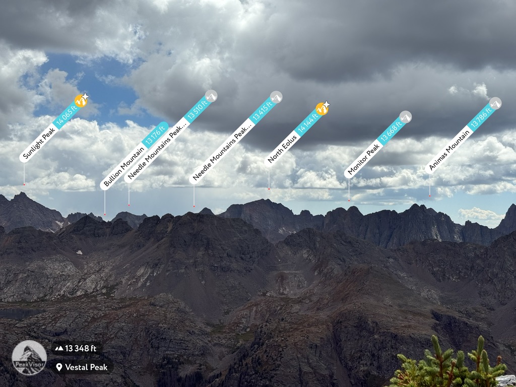 Seeing Chicago Basin peaks from the summit of Vestal Peak