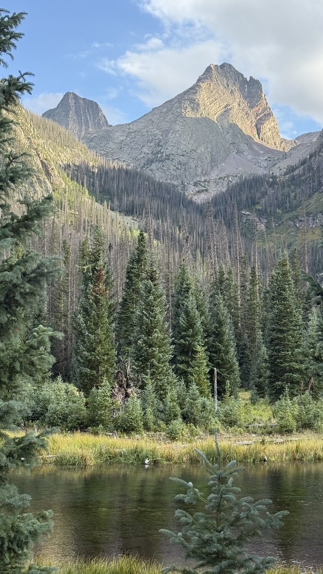 Looking back at Vestal and Arrow Peaks